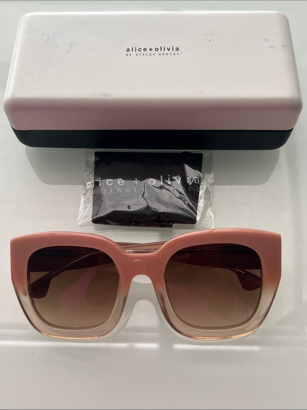 Alice + Olivia Pink Gradient Square Sunglasses